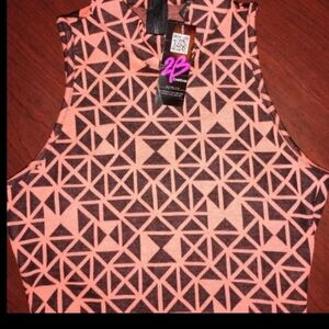 Bebe Women's Tank Top - Black and Pink Geometric Design